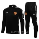 Dječji Manchester United Komplet Sweatshirts Četvrt-Zip 2022/23 Crno bijela