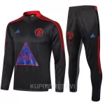Dječji Manchester United Komplet Sweatshirts Četvrt-Zip 2022/23 Tamno siva