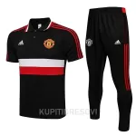 Manchester United Polo za Trening 2022/23 Crno Crveno Bijela
