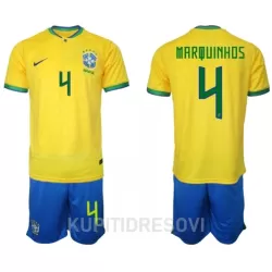 Dječji Dresovi Brazil Marquinhos 4 Domaći SP 2022 Dječji Dresovi Brazil Marquinhos 4 Domaći SP 2022