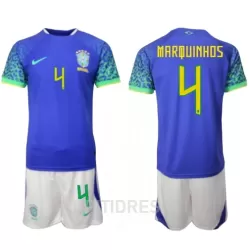 Dječji Dresovi Brazil Marquinhos 4 Gostujući SP 2022 Dječji Dresovi Brazil Marquinhos 4 Gostujući SP 2022