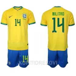 Dječji Dresovi Brazil Eder Militão 14 Domaći SP 2022 Dječji Dresovi Brazil Eder Militão 14 Domaći SP 2022