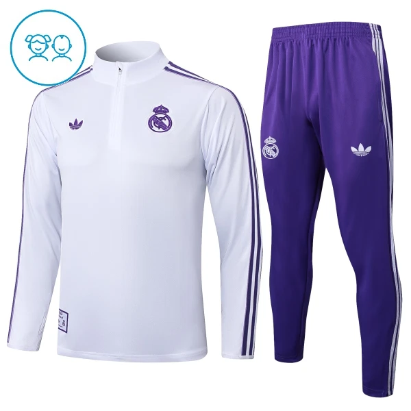 Dječji Komplet Trenirke za Treniranje Real Madrid Četvrt-Zip 2025/26 Bijela Dječji Komplet Trenirke za Treniranje Real Madrid Četvrt-Zip 2025/26 Bijela