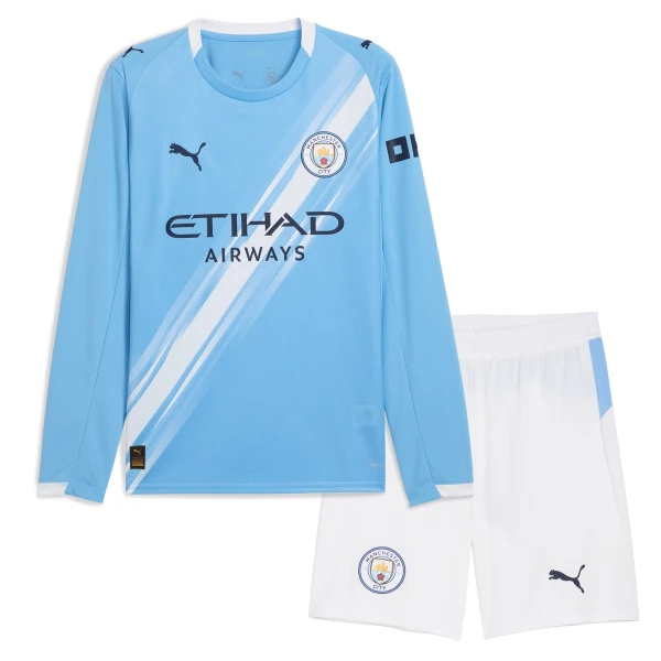 Dječji Dresovi Manchester City Domaći 2025/26 Dugi rukav Dječji Dresovi Manchester City Domaći 2025/26 Dugi rukav