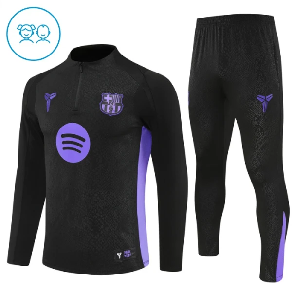 Dječji Komplet Trenirke za Treniranje FC Barcelona Četvrt-Zip 2025/26 Crna