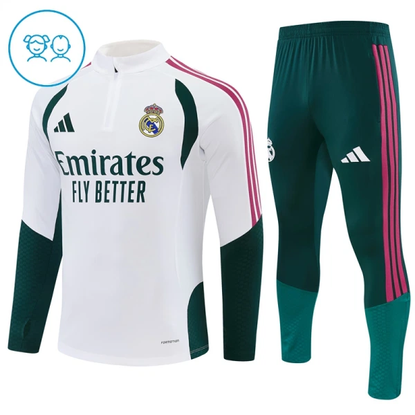 Dječji Komplet Trenirke za Treniranje Real Madrid Četvrt-Zip 26/27 Bijela Dječji Komplet Trenirke za Treniranje Real Madrid Četvrt-Zip 26/27 Bijela