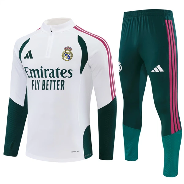 Komplet Trenirke za Treniranje Real Madrid Četvrt-Zip 26/27 Bijela Komplet Trenirke za Treniranje Real Madrid Četvrt-Zip 26/27 Bijela